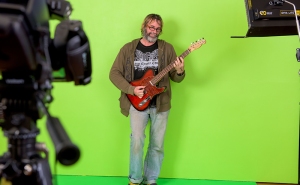 Finally, I had to redress the "casual" Steve image with a final image of Steve and his guitar in front of the green screen at TAFE. We weren't ready for this photo shoot and thus you won't see ANY of me (I have them hidden away) but Stevie-boy tends to look OK in most photos (present blog post excluded ;) ) so here he is in all of his charming musician glory. 