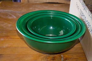 Green Christmas Corning Ware Bowls